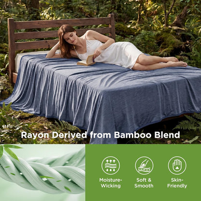 Bedsure Silky Soft Summer Cooling Blanket for Hot Sleepers, Rayon Derived from Bamboo Cold Throw Blanket for Couch, Lightweight Bed Cooling Throw Camping Picnic Travel Outdoor Dorm Essentials, 50x70