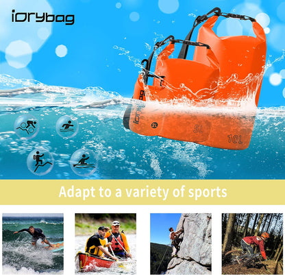 IDRYBAG Dry Bag for Kayaking Waterproof 2L/5L/10L/15L/20L, Small Dry Sack Waterproof Bag for Boating