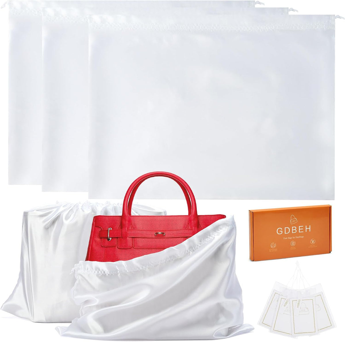 3Pack Drawstring Dust Bags for Handbags Silk Purses