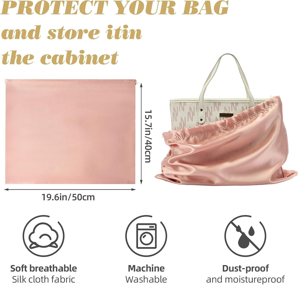 3Pack Drawstring Dust Bags for Handbags Silk Purses