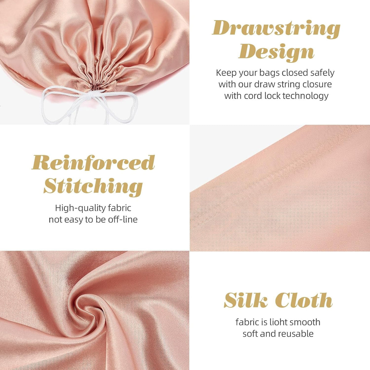 3Pack Drawstring Dust Bags for Handbags Silk Purses