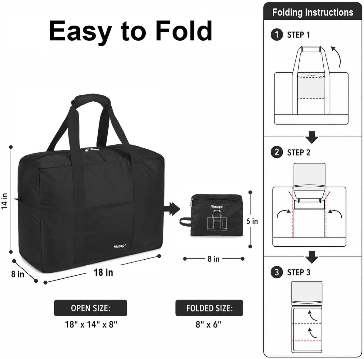 Foldable Travel Duffle Bag with Trolley Sleeve 40L Travel Bag