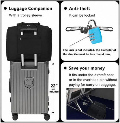 Foldable Travel Duffle Bag with Trolley Sleeve 40L Travel Bag