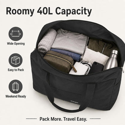 Foldable Travel Duffle Bag with Trolley Sleeve 40L Travel Bag