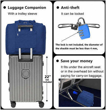 Foldable Travel Duffle Bag with Trolley Sleeve 40L Travel Bag