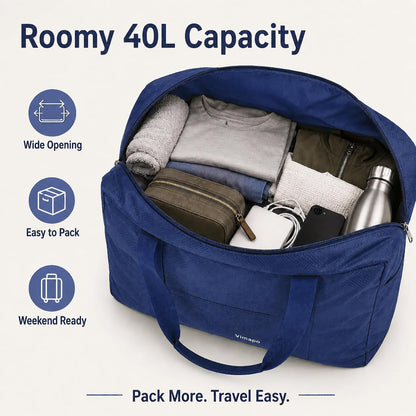Foldable Travel Duffle Bag with Trolley Sleeve 40L Travel Bag