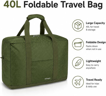 Foldable Travel Duffle Bag with Trolley Sleeve 40L Travel Bag