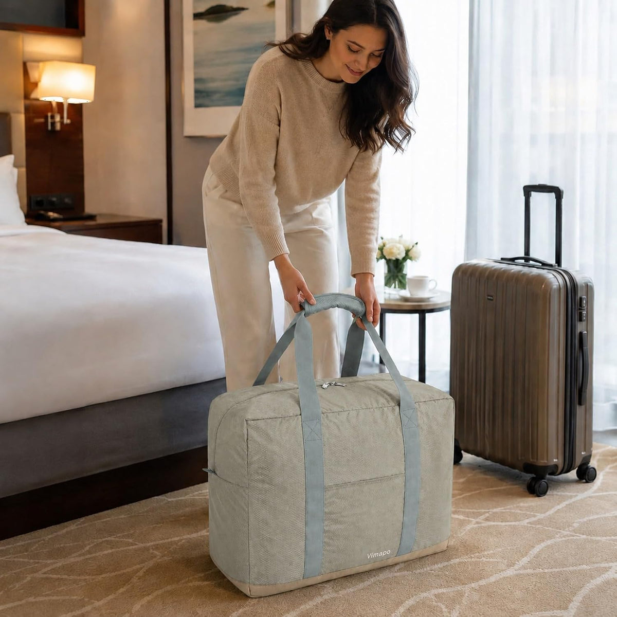Foldable Travel Duffle Bag with Trolley Sleeve 40L Travel Bag