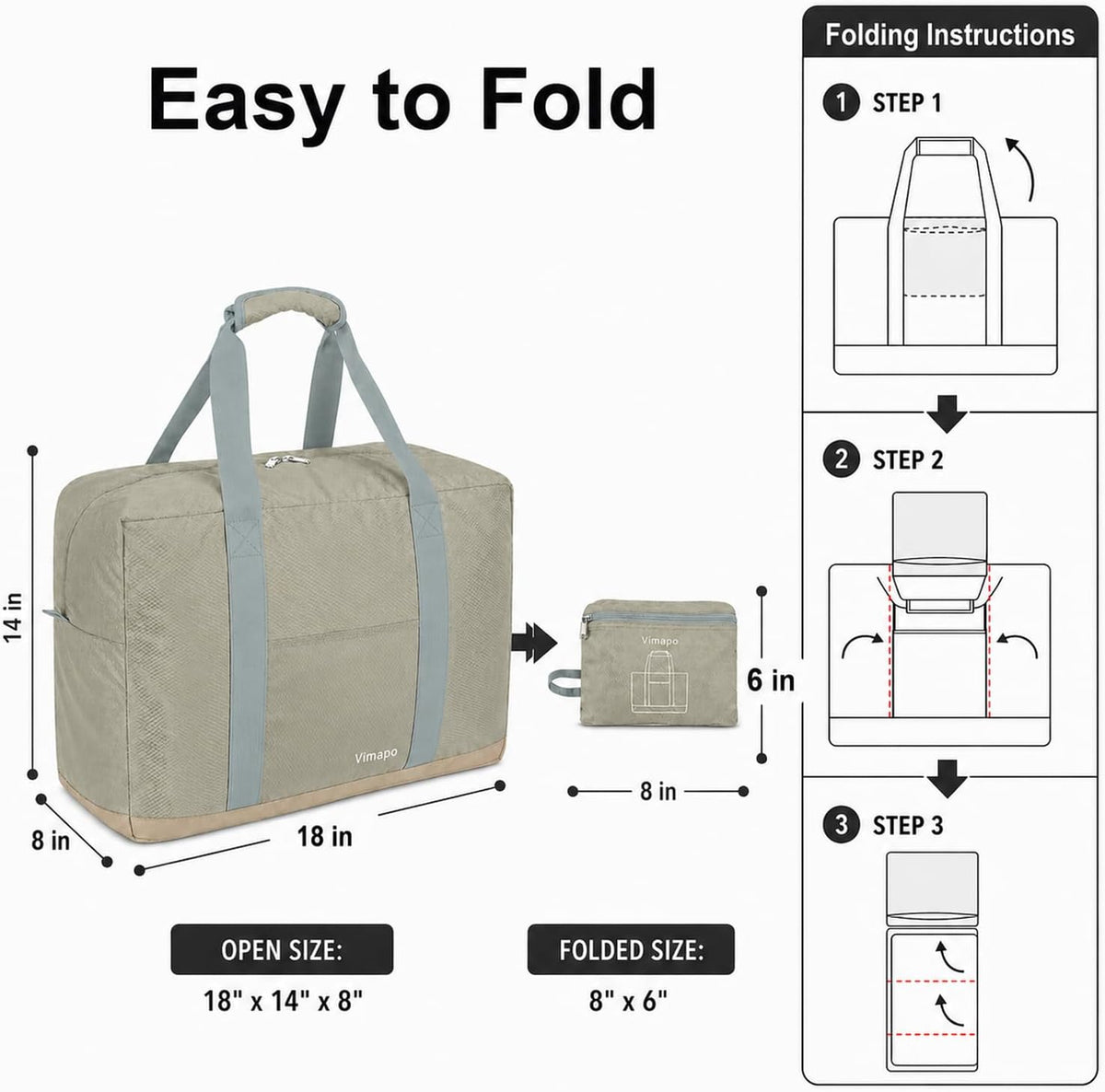 Foldable Travel Duffle Bag with Trolley Sleeve 40L Travel Bag