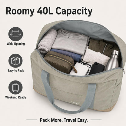 Foldable Travel Duffle Bag with Trolley Sleeve 40L Travel Bag