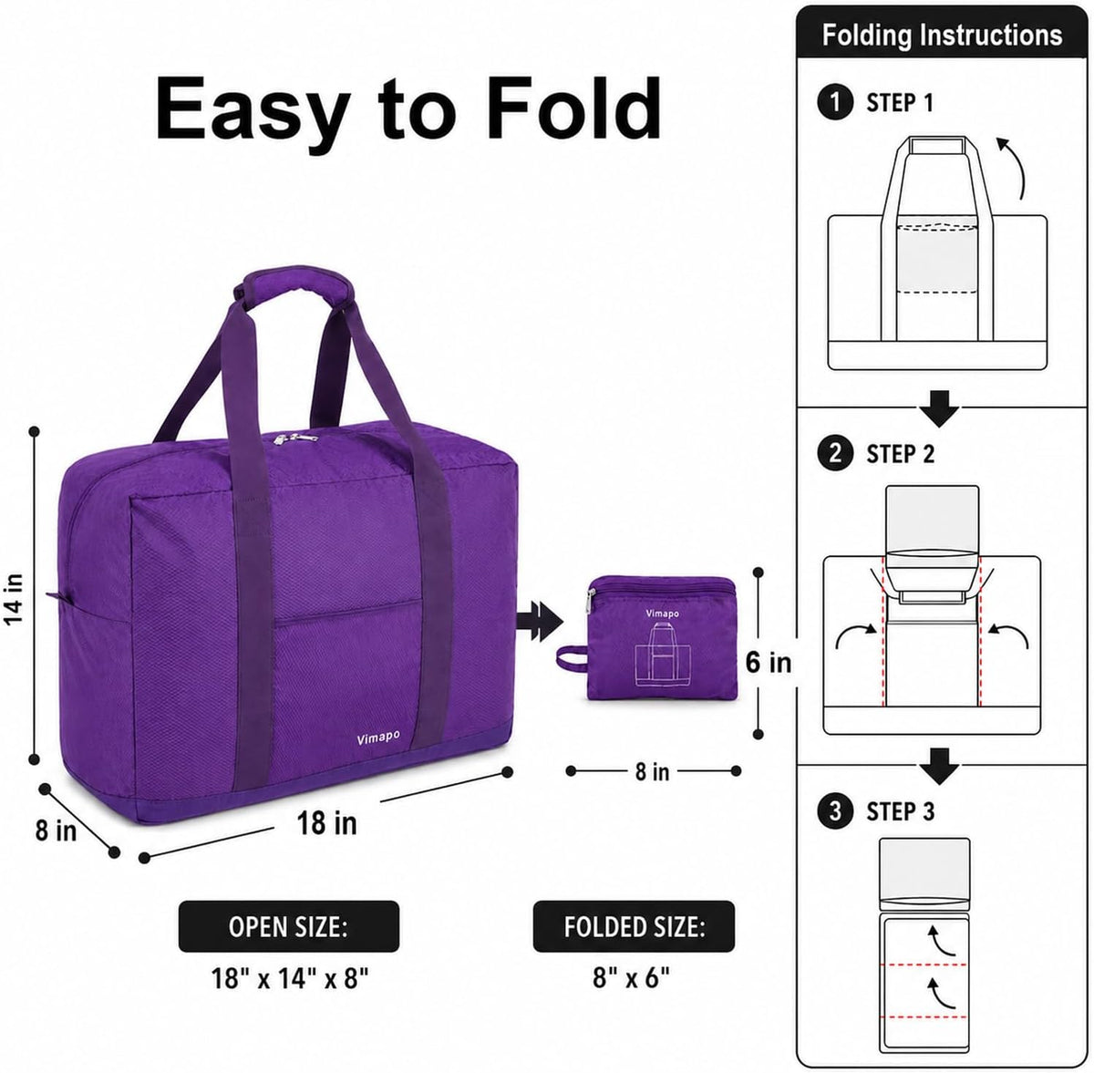 Foldable Travel Duffle Bag with Trolley Sleeve 40L Travel Bag