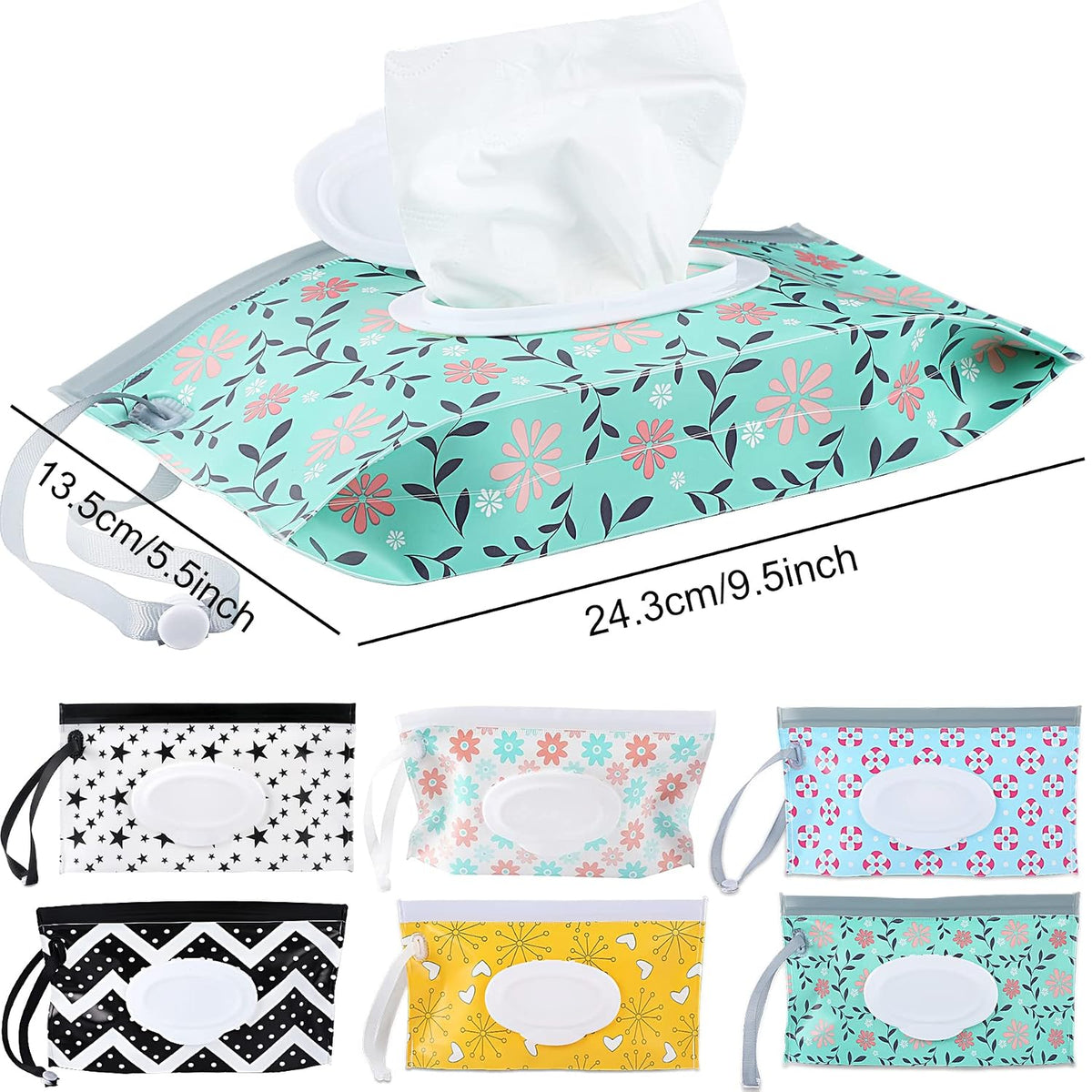 FEBSNOW 6 Pack Baby Wipes Dispenser, Portable Travel Refillable Wipe Holder