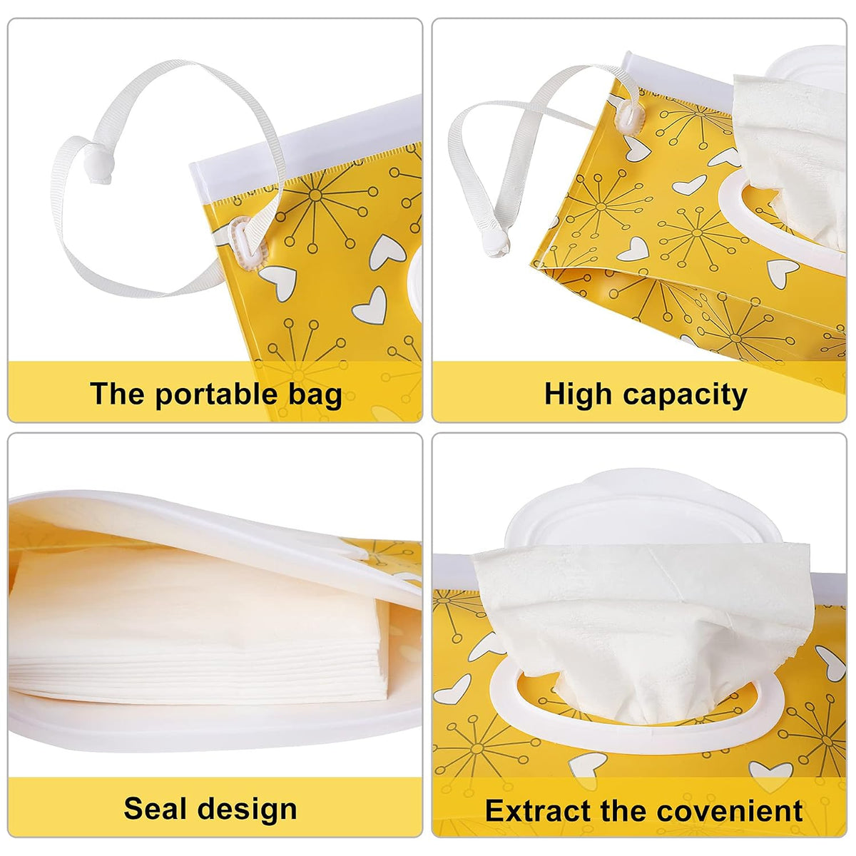 FEBSNOW 6 Pack Baby Wipes Dispenser, Portable Travel Refillable Wipe Holder