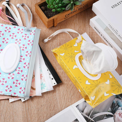 FEBSNOW 6 Pack Baby Wipes Dispenser, Portable Travel Refillable Wipe Holder