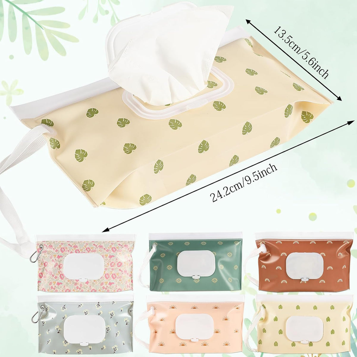 FEBSNOW 6 Pack Baby Wipes Dispenser, Portable Travel Refillable Wipe Holder