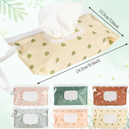 FEBSNOW 6 Pack Baby Wipes Dispenser, Portable Travel Refillable Wipe Holder