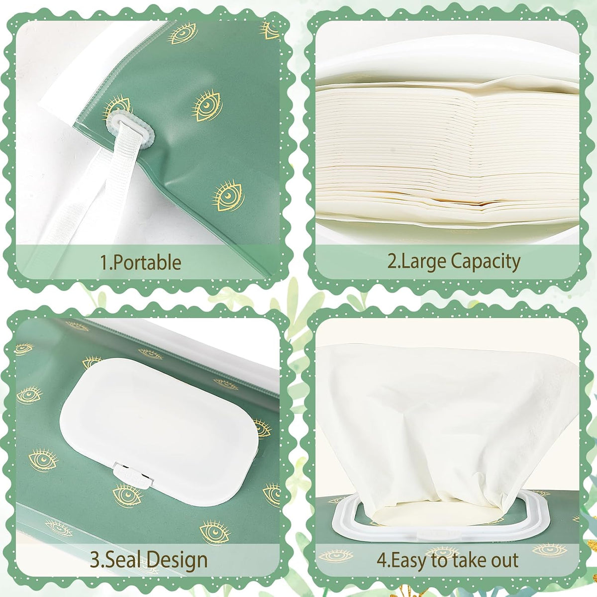 FEBSNOW 6 Pack Baby Wipes Dispenser, Portable Travel Refillable Wipe Holder