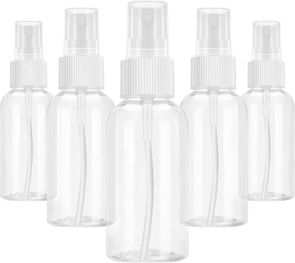 5 Pack Small Spray Bottles for Travel - 50ml Spray Bottle Leak Proof, Fine Mist Empty Spritzer Bottles, Reusable Clear Plastic Mini Travel Bottle for Storage Essential Oils, Cleaning, Perfume