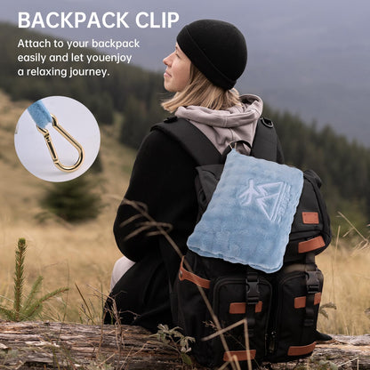 Travel Blanket and Pillow-2-in-1, Ultra-Soft&Compact, One-Piece Airplane Blanket with Hand Luggage Belt and Backpack Clip,Travelers Accessories Gifts, 61x43 Inches (Dark Grey)