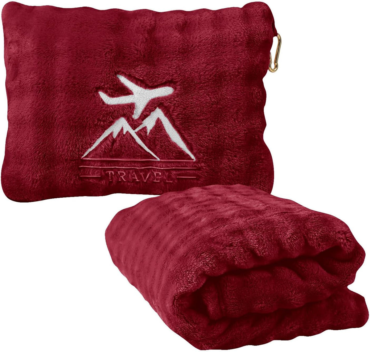Travel Blanket and Pillow-2-in-1, Ultra-Soft&Compact, One-Piece Airplane Blanket with Hand Luggage Belt and Backpack Clip,Travelers Accessories Gifts, 61x43 Inches (Dark Grey)