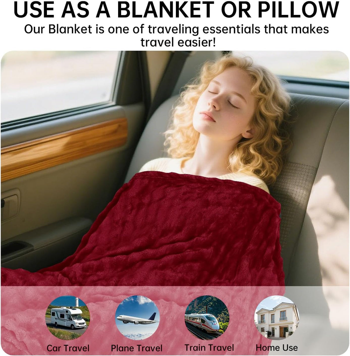 Travel Blanket and Pillow-2-in-1, Ultra-Soft&Compact, One-Piece Airplane Blanket with Hand Luggage Belt and Backpack Clip,Travelers Accessories Gifts, 61x43 Inches (Dark Grey)
