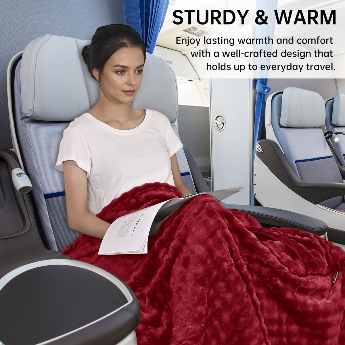 Travel Blanket and Pillow-2-in-1, Ultra-Soft&Compact, One-Piece Airplane Blanket with Hand Luggage Belt and Backpack Clip,Travelers Accessories Gifts, 61x43 Inches (Dark Grey)