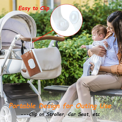4 Pack Wipes Dispenser, Portable Baby Wipe Case, Refillable Baby Wipes Container, Wipe Holder, Keeps Wipes Fresh, Reusable Wet Wipe Pouch for Outdoor Outing, Camping, Hiking. PureColor