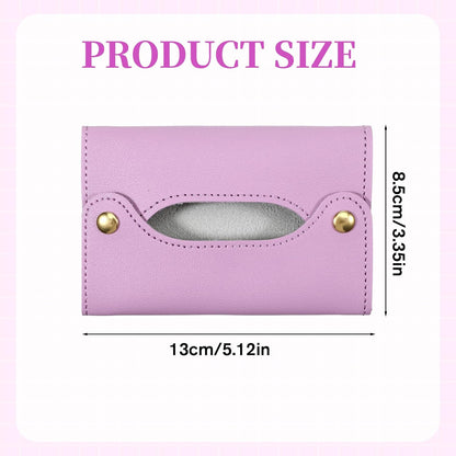 Pocket Tissue Holder, Reusable Travel Tissue Pouch, PU Leather Tissue Holder for Purse, Paper Case Storage Bag for Face Towels, Car, Office, and Outdoor Use (Purple)