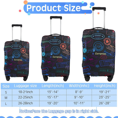 3 Pieces Travel Luggage Cover, S/medium/L;Vintage Theme;Multicolor