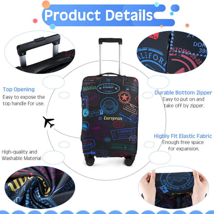3 Pieces Travel Luggage Cover, S/medium/L;Vintage Theme;Multicolor