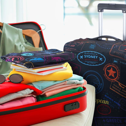 3 Pieces Travel Luggage Cover, S/medium/L;Vintage Theme;Multicolor