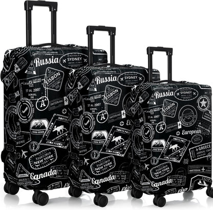 3 Pieces Travel Luggage Cover, S/medium/L;Vintage Theme;Multicolor