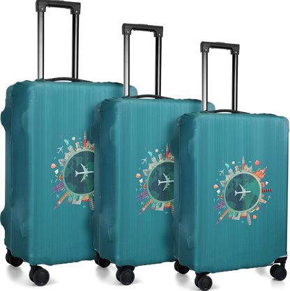 3 Pieces Travel Luggage Cover, S/medium/L;Vintage Theme;Multicolor