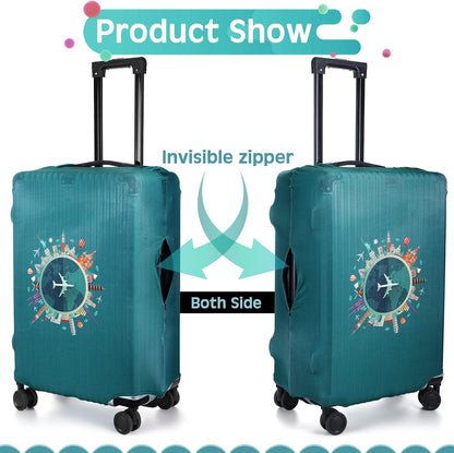 3 Pieces Travel Luggage Cover, S/medium/L;Vintage Theme;Multicolor
