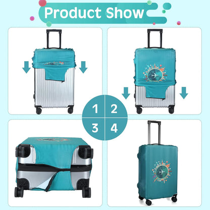 3 Pieces Travel Luggage Cover, S/medium/L;Vintage Theme;Multicolor