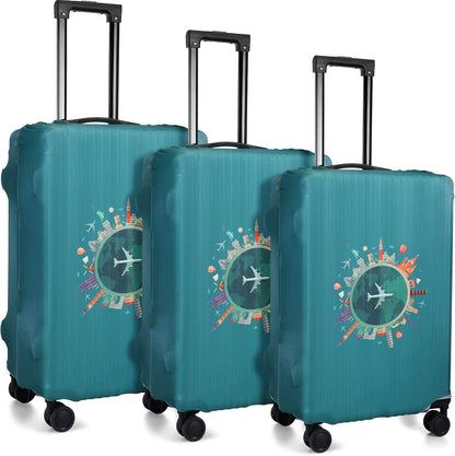3 Pieces Travel Luggage Cover, S/medium/L;Vintage Theme;Multicolor