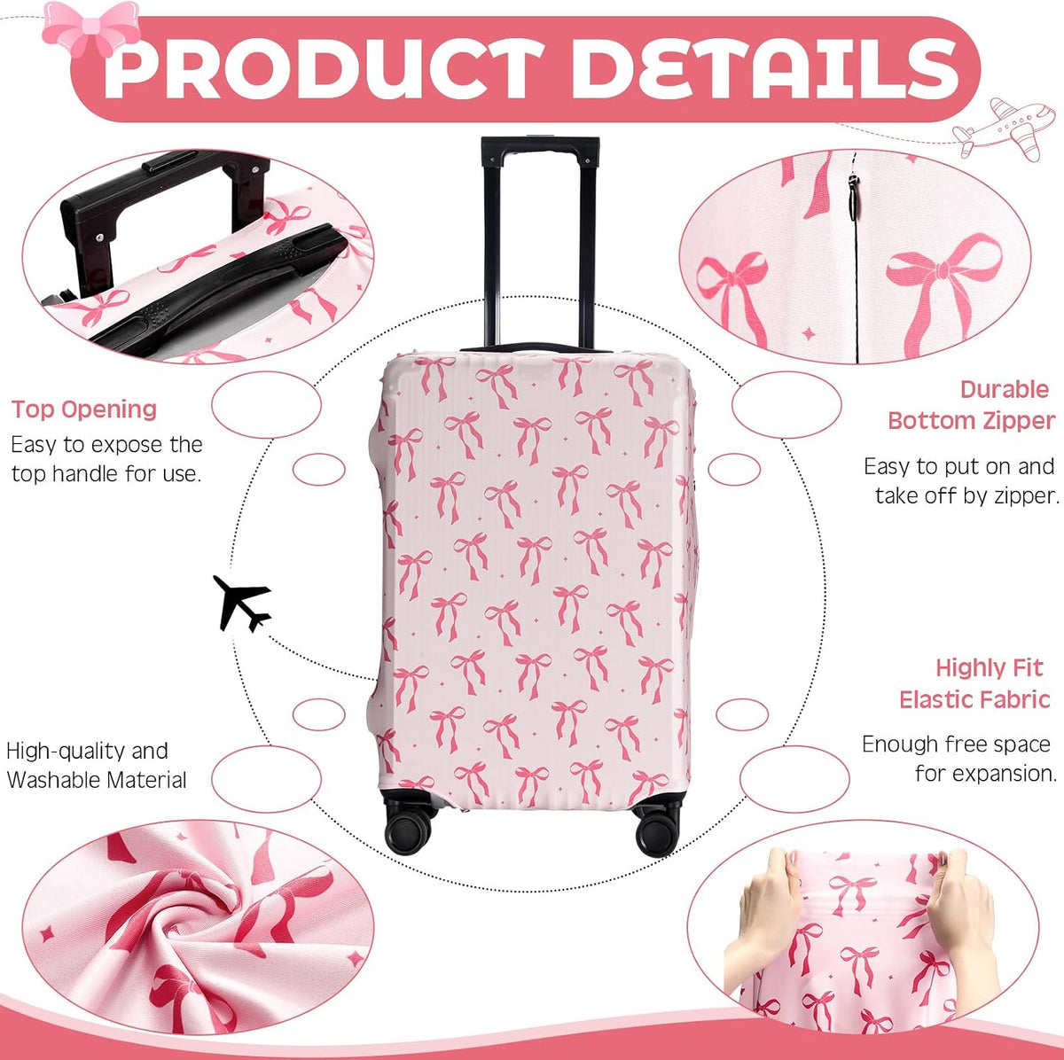 3 Pieces Travel Luggage Cover, S/medium/L;Vintage Theme;Multicolor