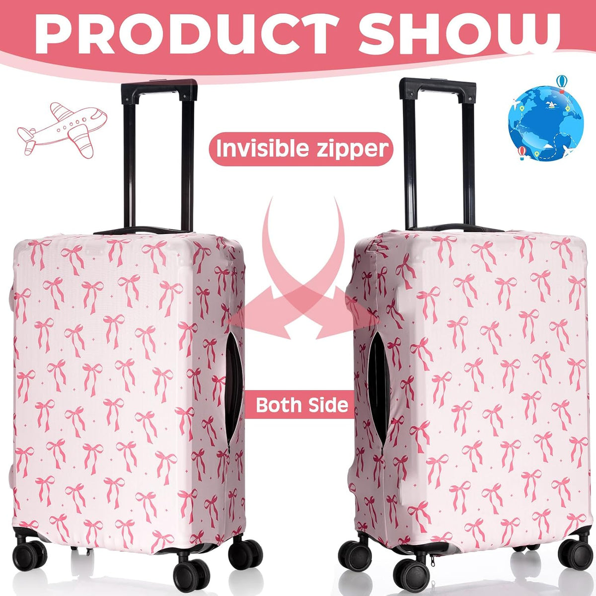 3 Pieces Travel Luggage Cover, S/medium/L;Vintage Theme;Multicolor