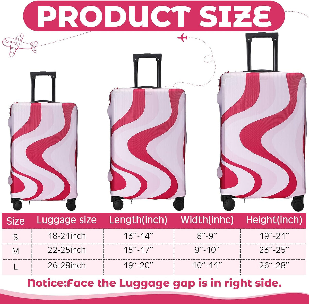 3 Pieces Travel Luggage Cover, S/medium/L;Vintage Theme;Multicolor