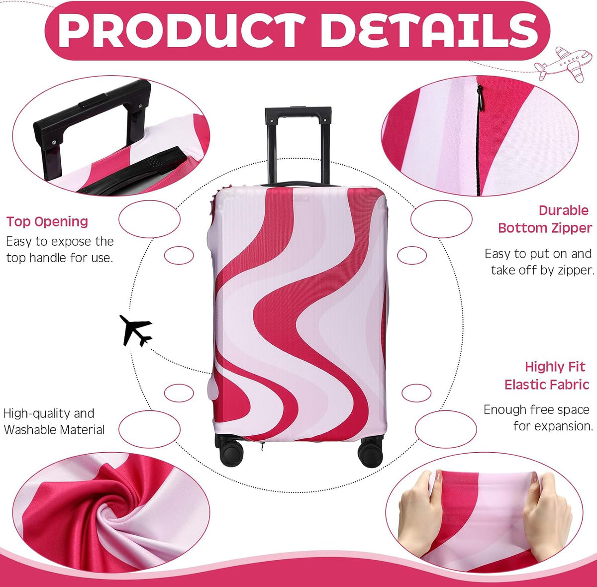 3 Pieces Travel Luggage Cover, S/medium/L;Vintage Theme;Multicolor