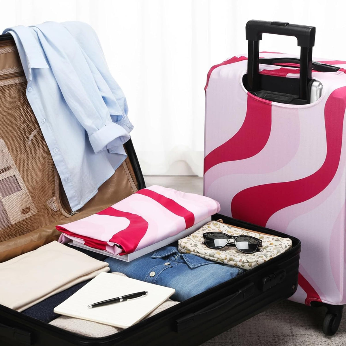 3 Pieces Travel Luggage Cover, S/medium/L;Vintage Theme;Multicolor