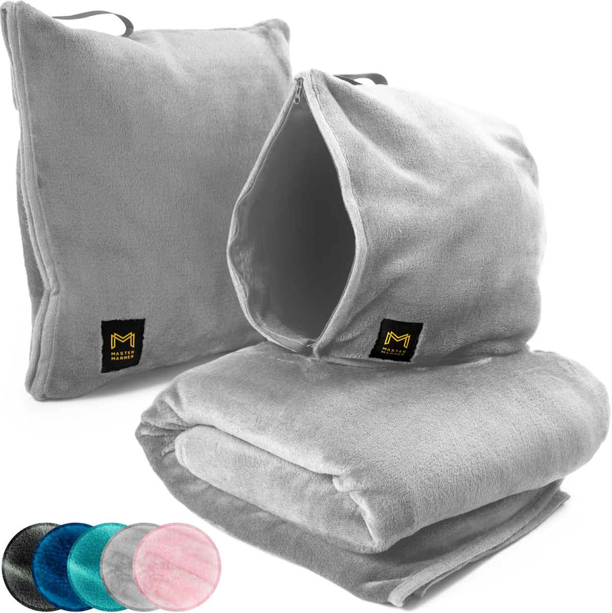 Travel Blanket and Pillow Set, Airplane Blanket with Cotton Pillowcase