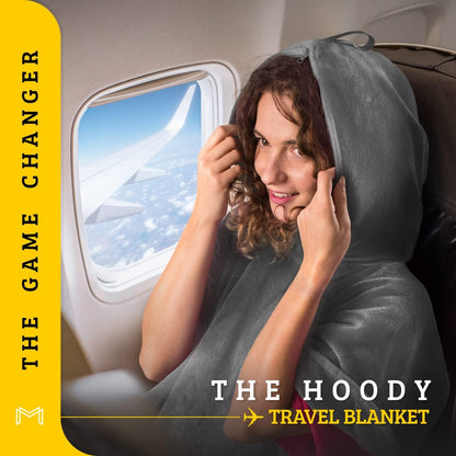 Travel Blanket and Pillow Set, Airplane Blanket with Cotton Pillowcase