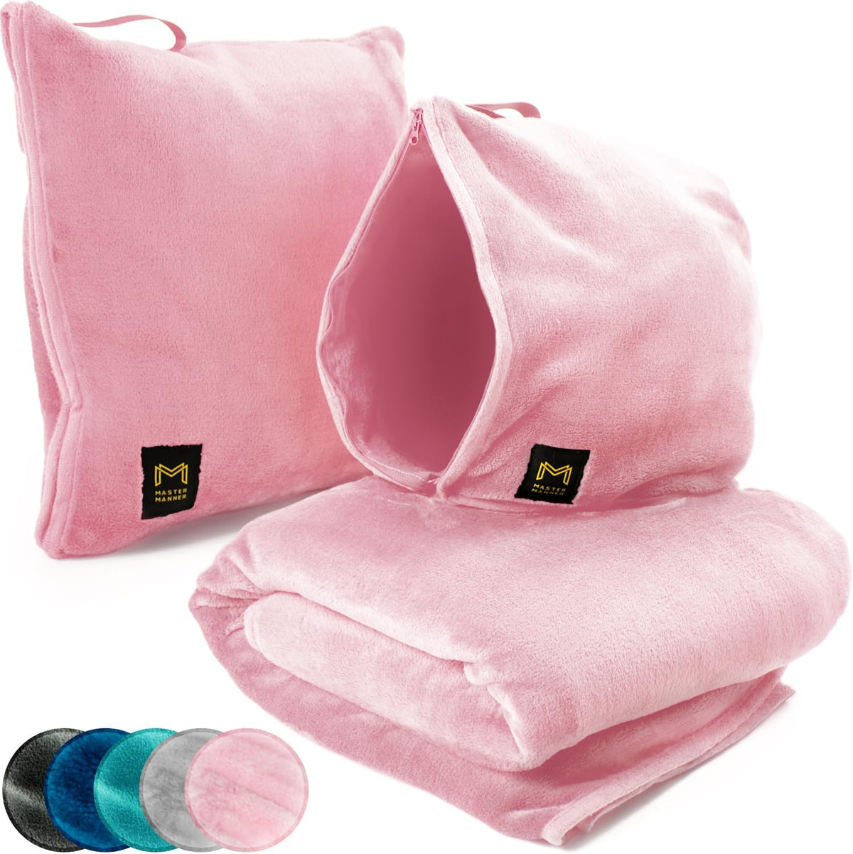 Travel Blanket and Pillow Set, Airplane Blanket with Cotton Pillowcase