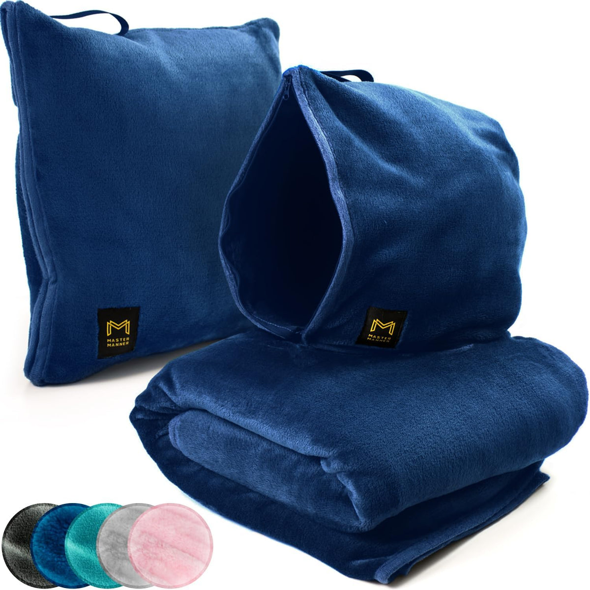 Travel Blanket and Pillow Set, Airplane Blanket with Cotton Pillowcase