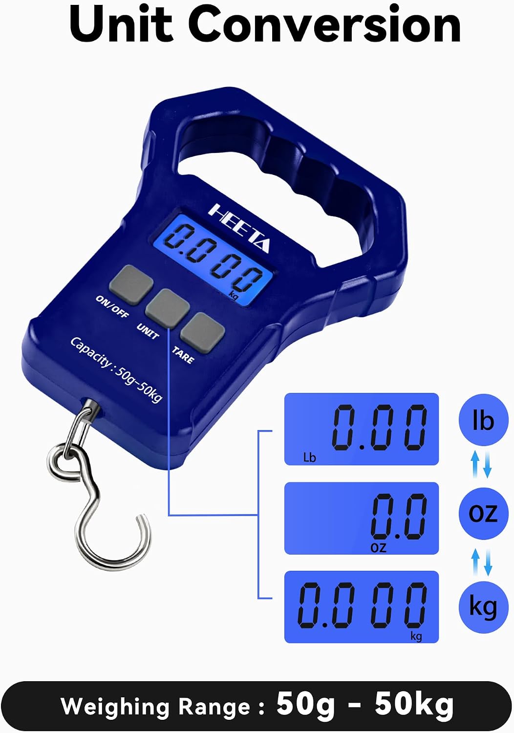 Fish Scale 110lb/50kg Digital Hanging Fishing Luggage Weight Scale