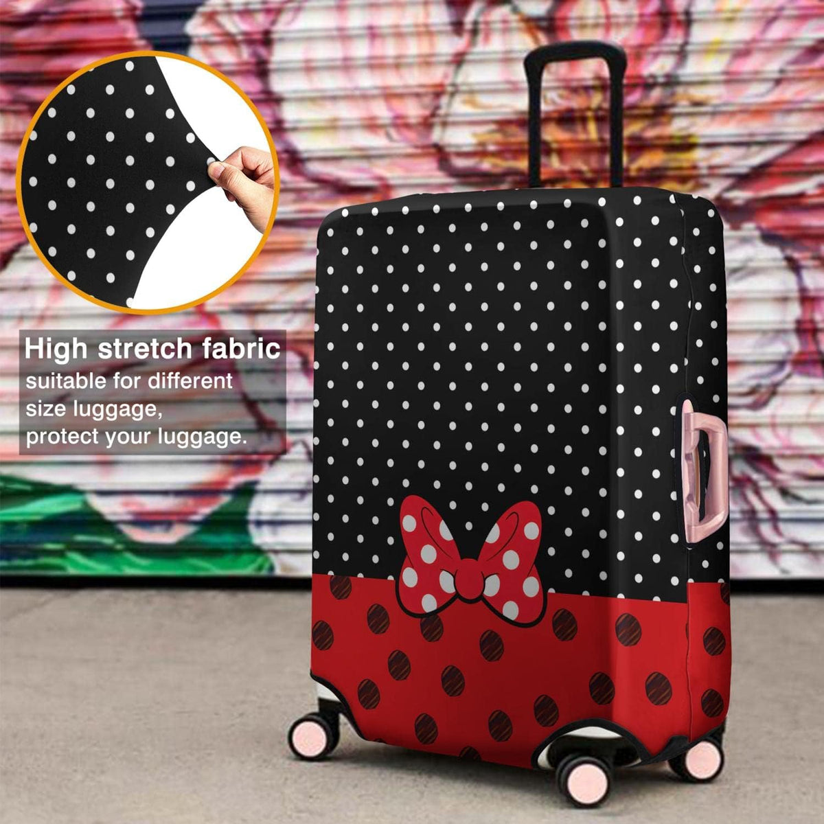 Red Bow Luggage Cover Protector Fit 29-32 Inch, Black