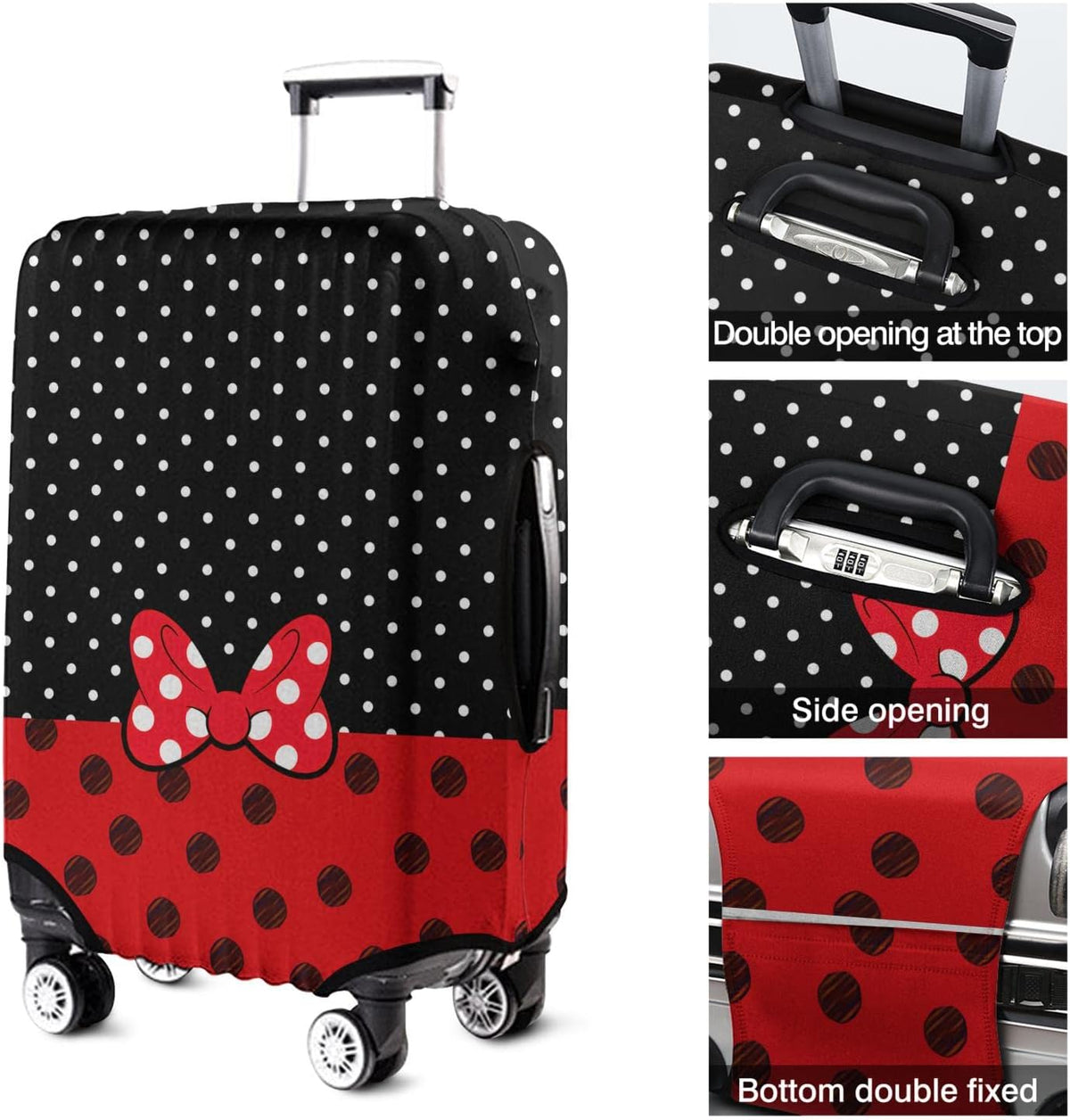 Red Bow Luggage Cover Protector Fit 29-32 Inch, Black