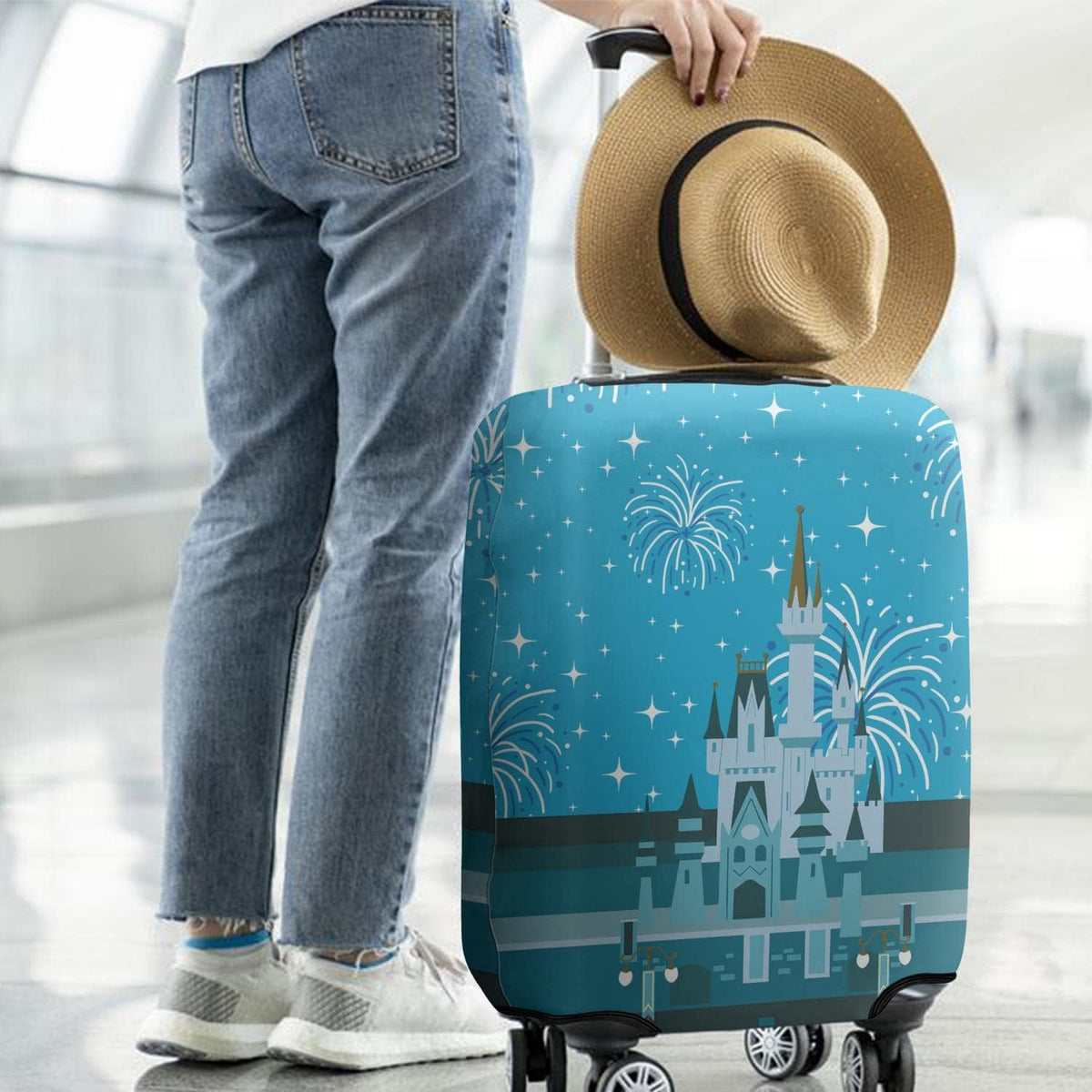 Red Bow Luggage Cover Protector Fit 29-32 Inch, Black