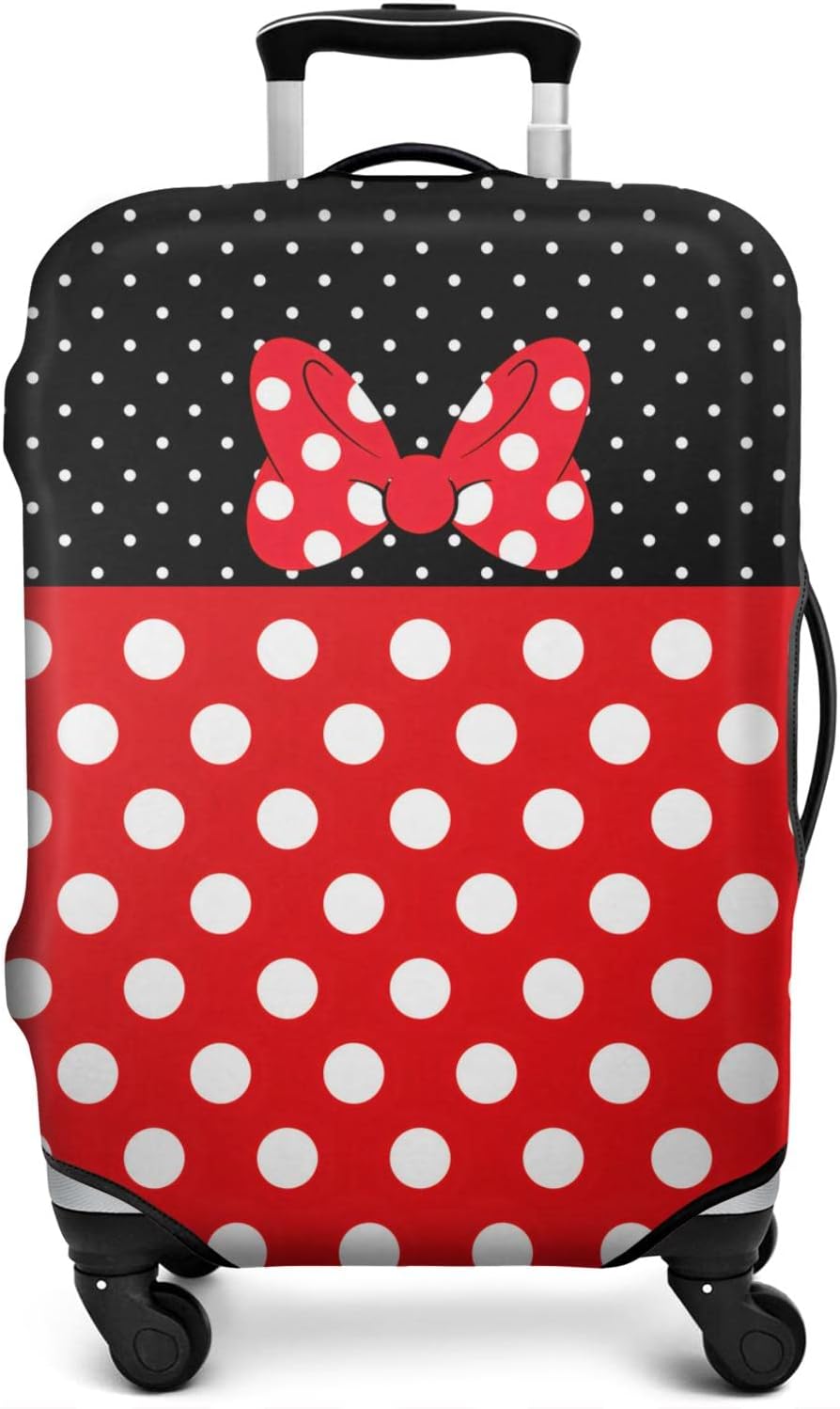 Red Bow Luggage Cover Protector Fit 29-32 Inch, Black